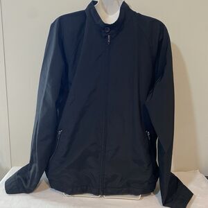 VINTAGE St Johns Bay Jacket Mens L Water Repellant Black Bomber Full Zip Lined